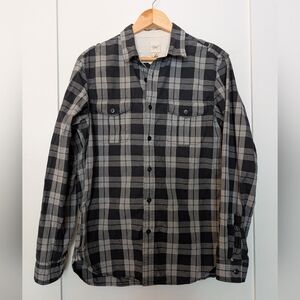 Lands End Canvas Plaid Shirt, Grey & Black